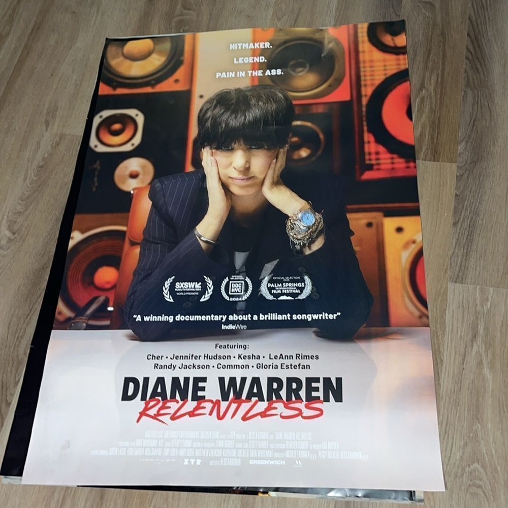Diane Warren Relentless Doco film theatre promotional 27x 39” big Movie Poster